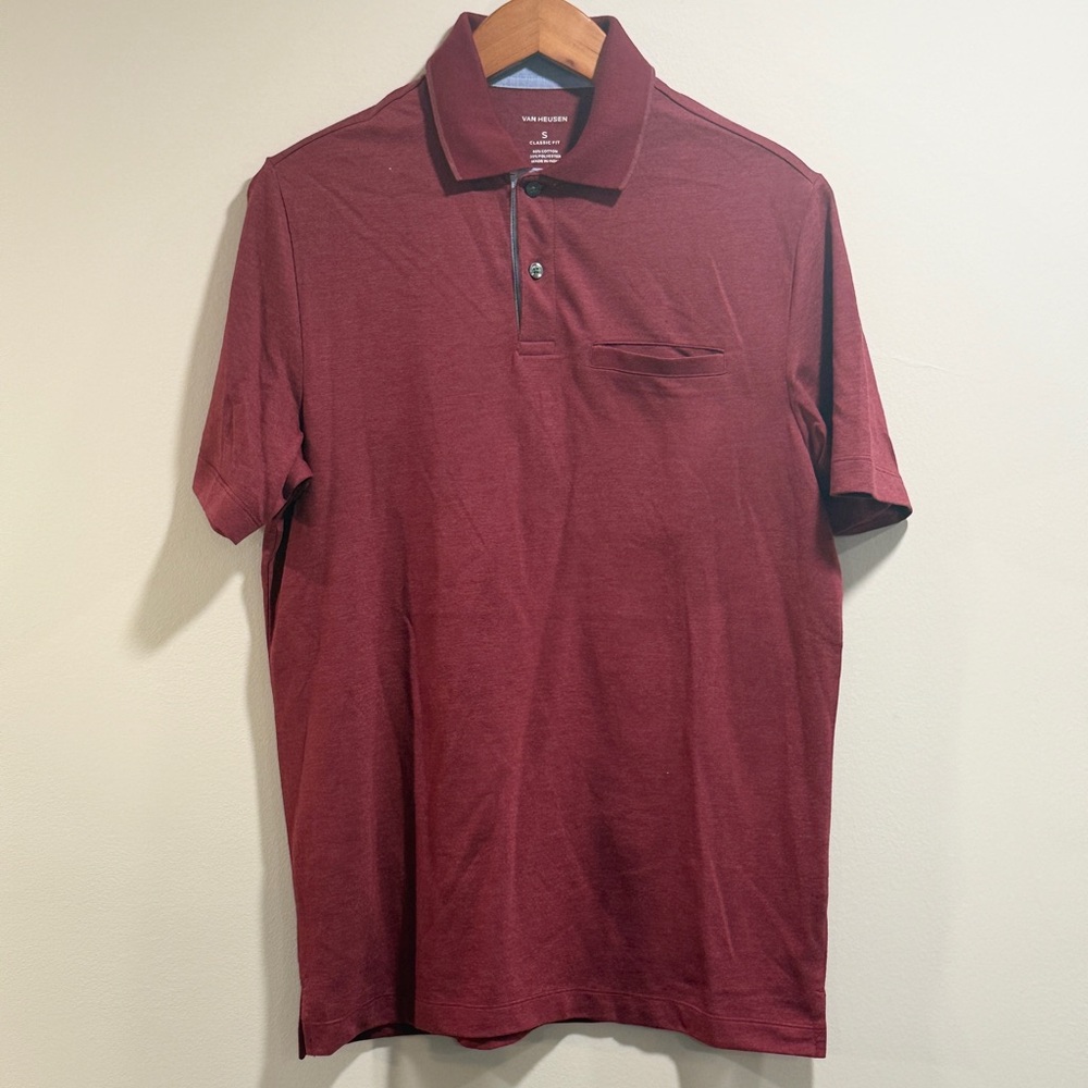 Van Heusen Men's Heather Burgundy‎ Polo Shirt Size S